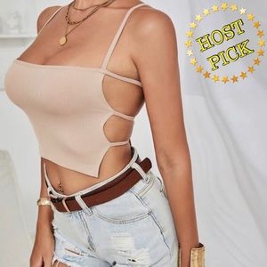 ✨HP X2✨ LACE UP BACKLESS APRICOT CROP TOP
